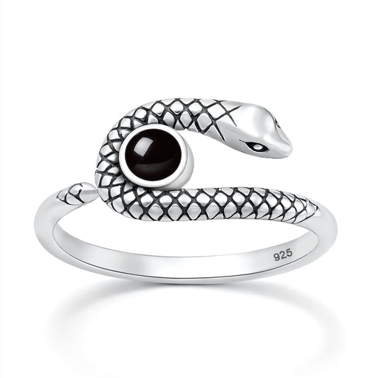 Silver Stone Ring - Snake