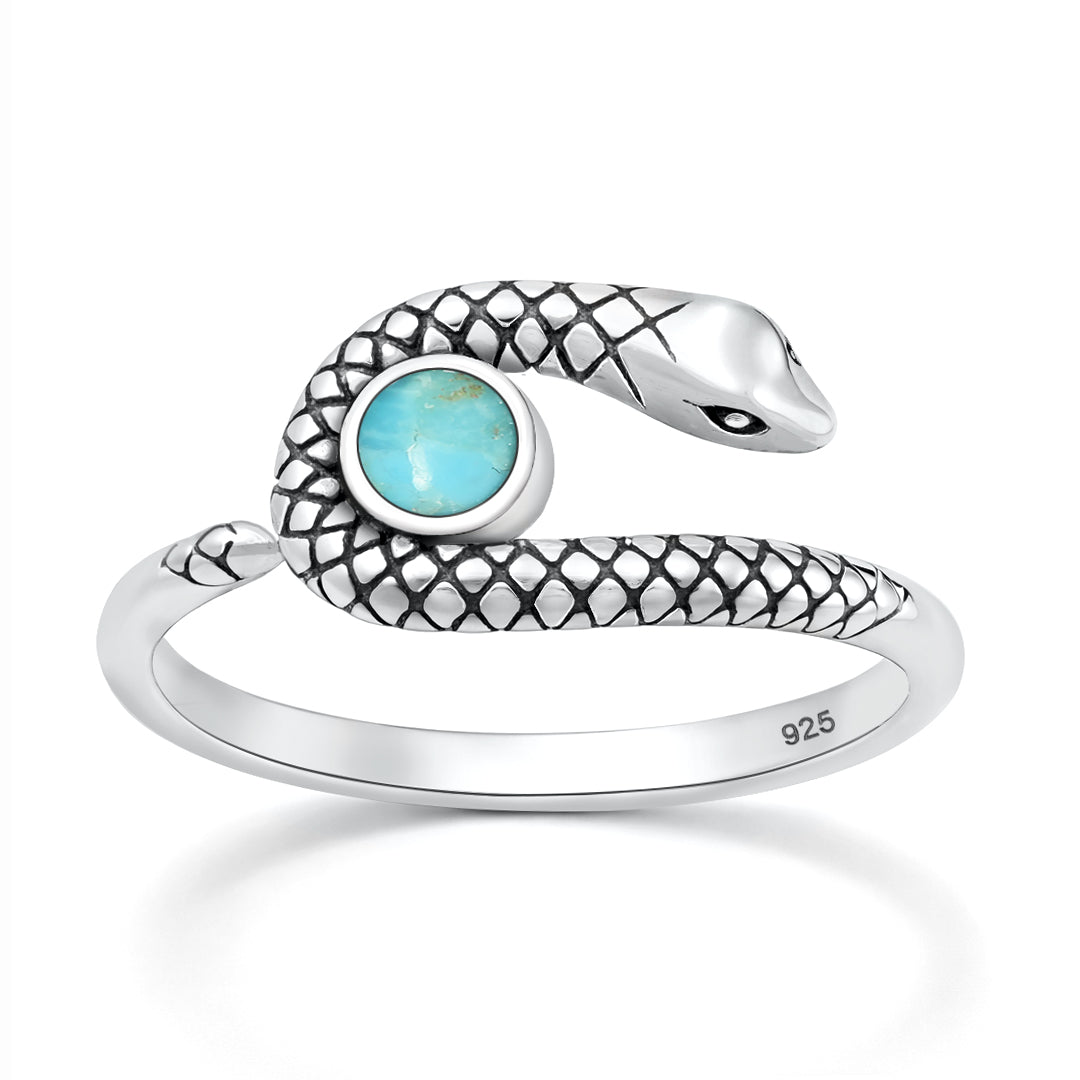 Silver Stone Ring - Snake