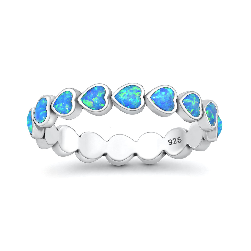 Silver Lab Opal Ring - Hearts