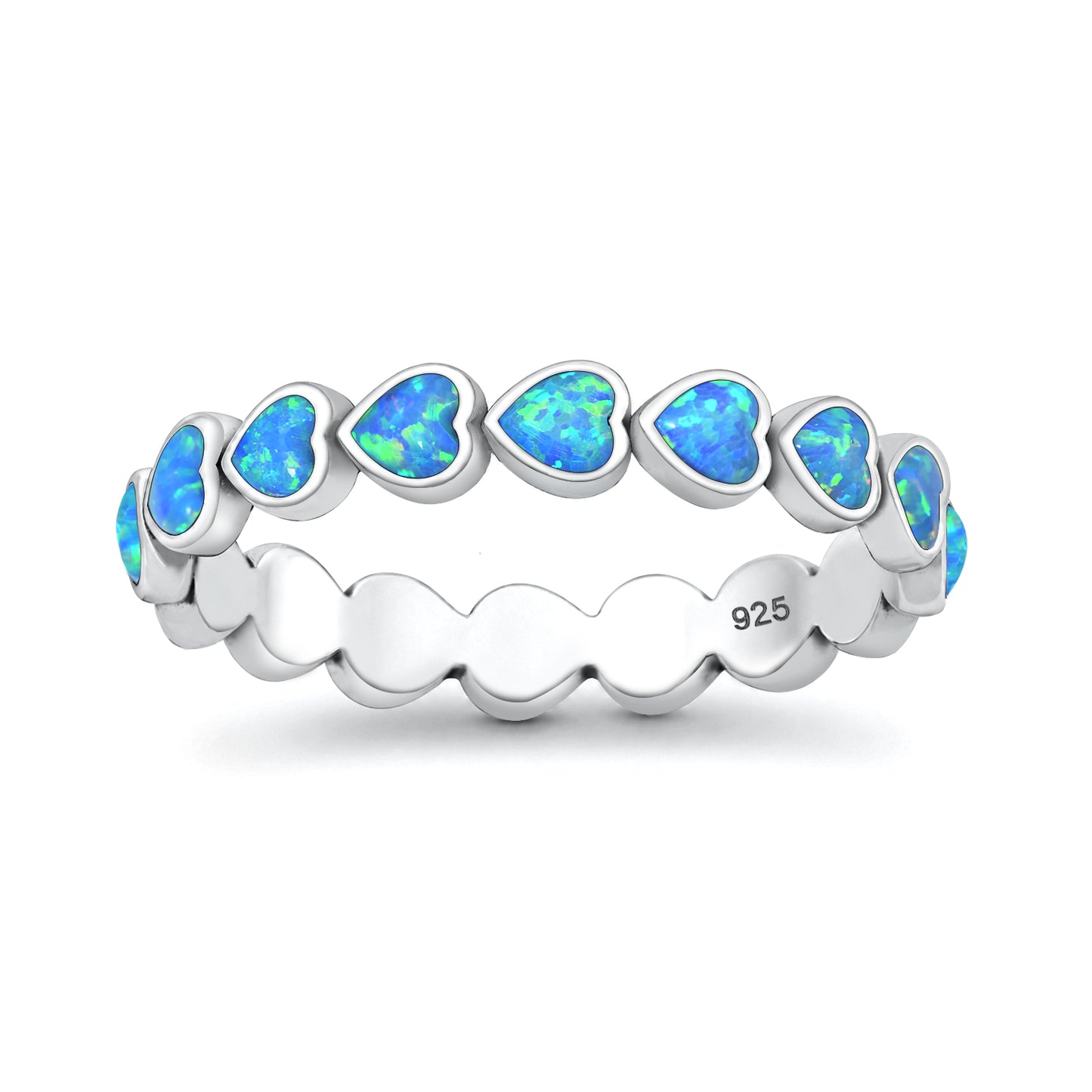 Silver Lab Opal Ring - Hearts