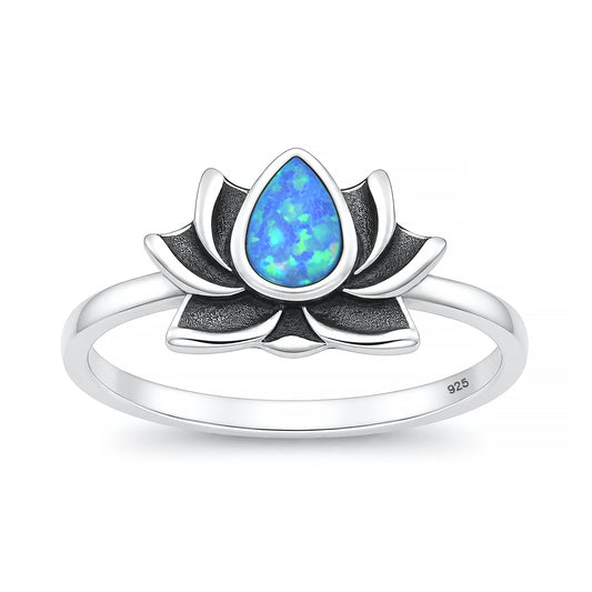 Silver Lab Opal Ring - Lotus