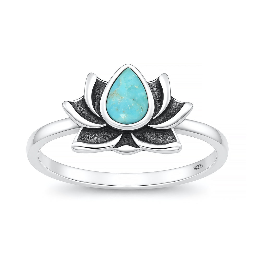 Silver Stone Ring - Lotus