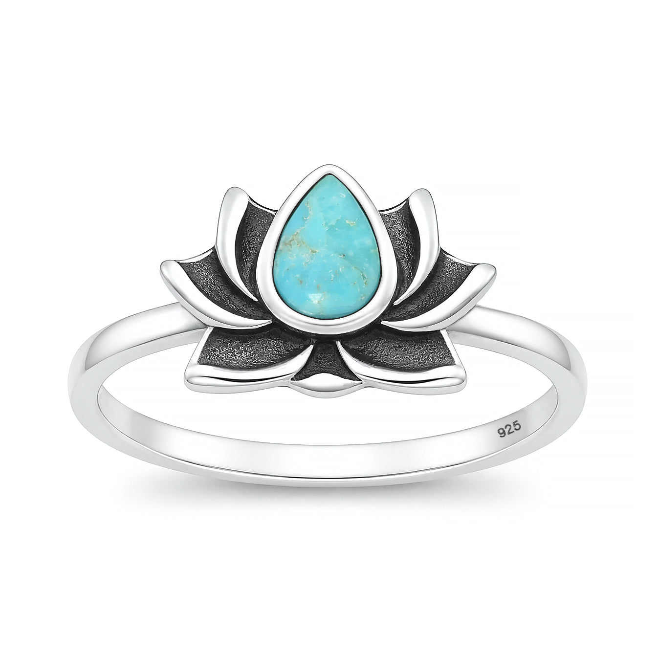 Silver Stone Ring - Lotus