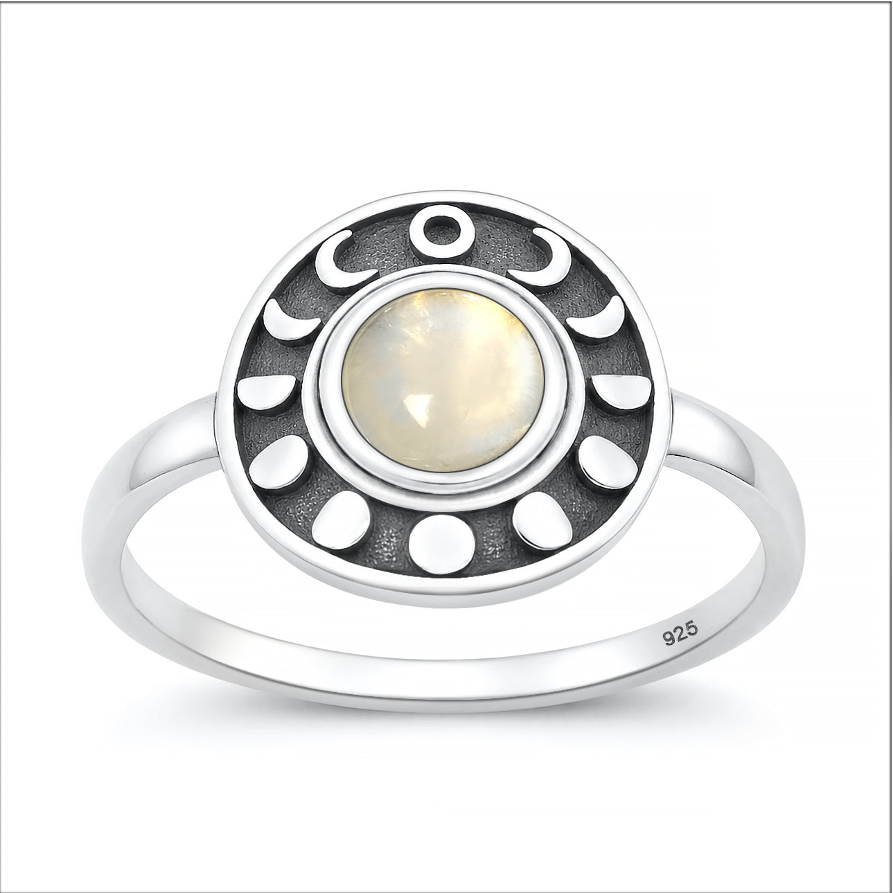 Silver Stone Ring - Moon Phases