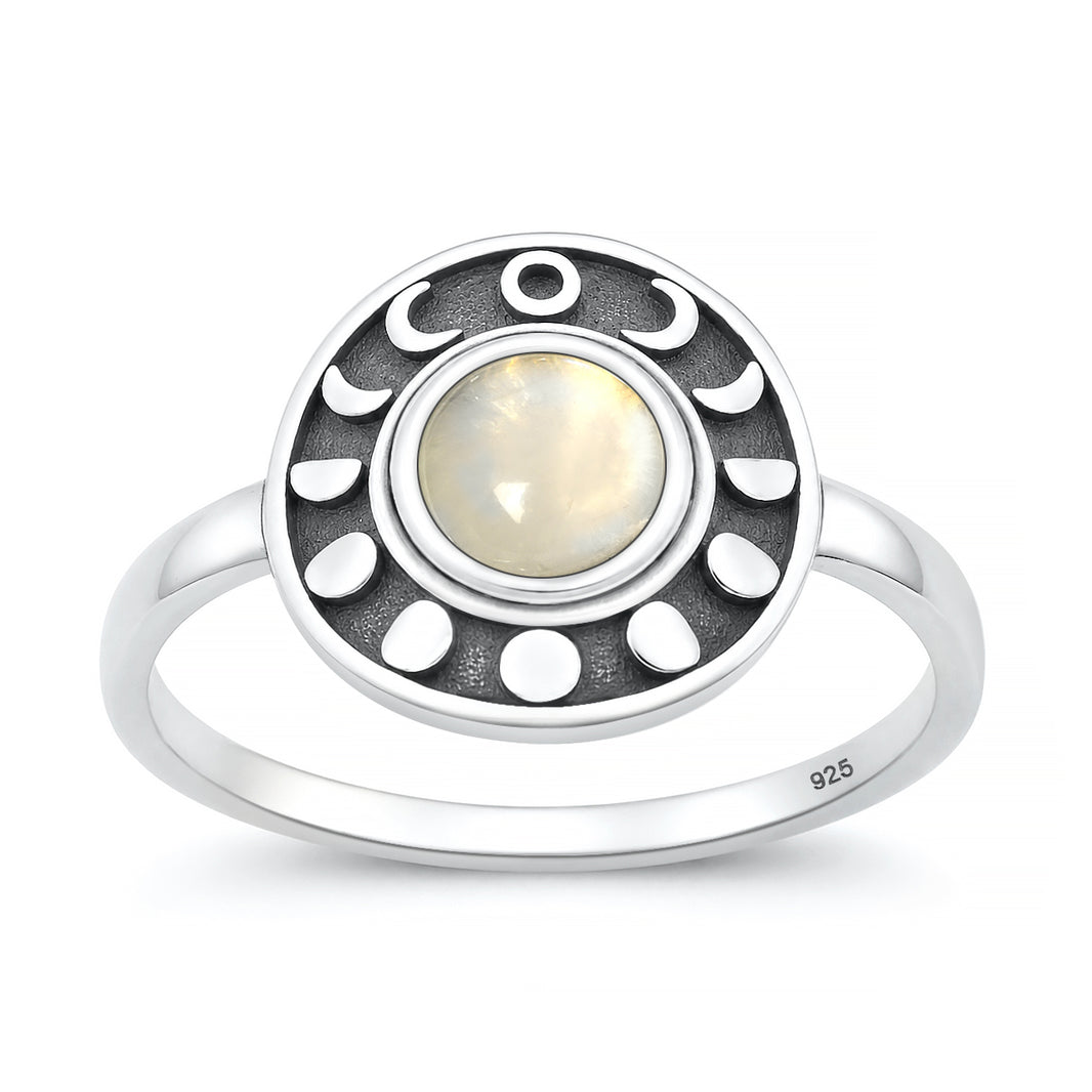 Silver Stone Ring - Moon Phases