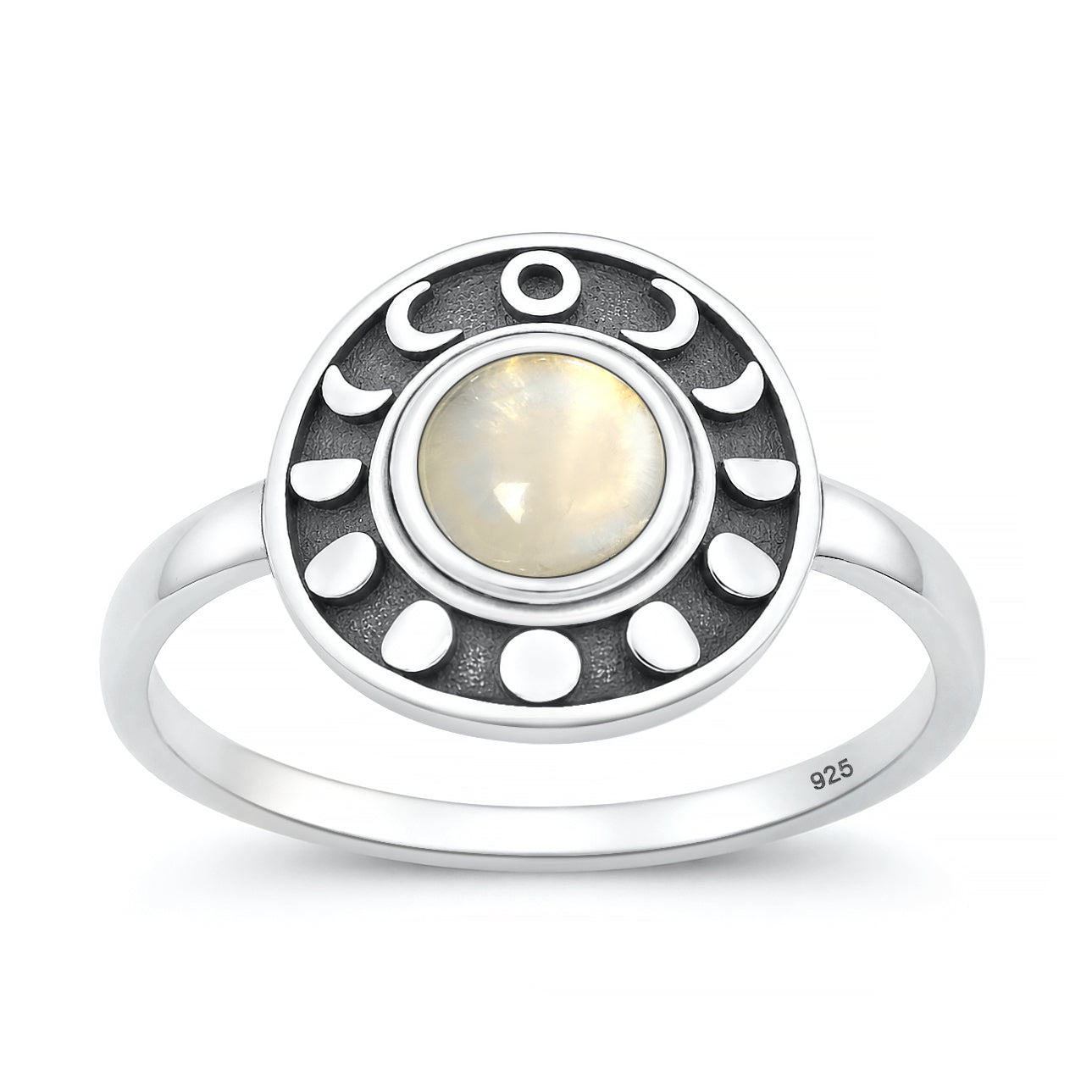 Silver Stone Ring - Moon Phases