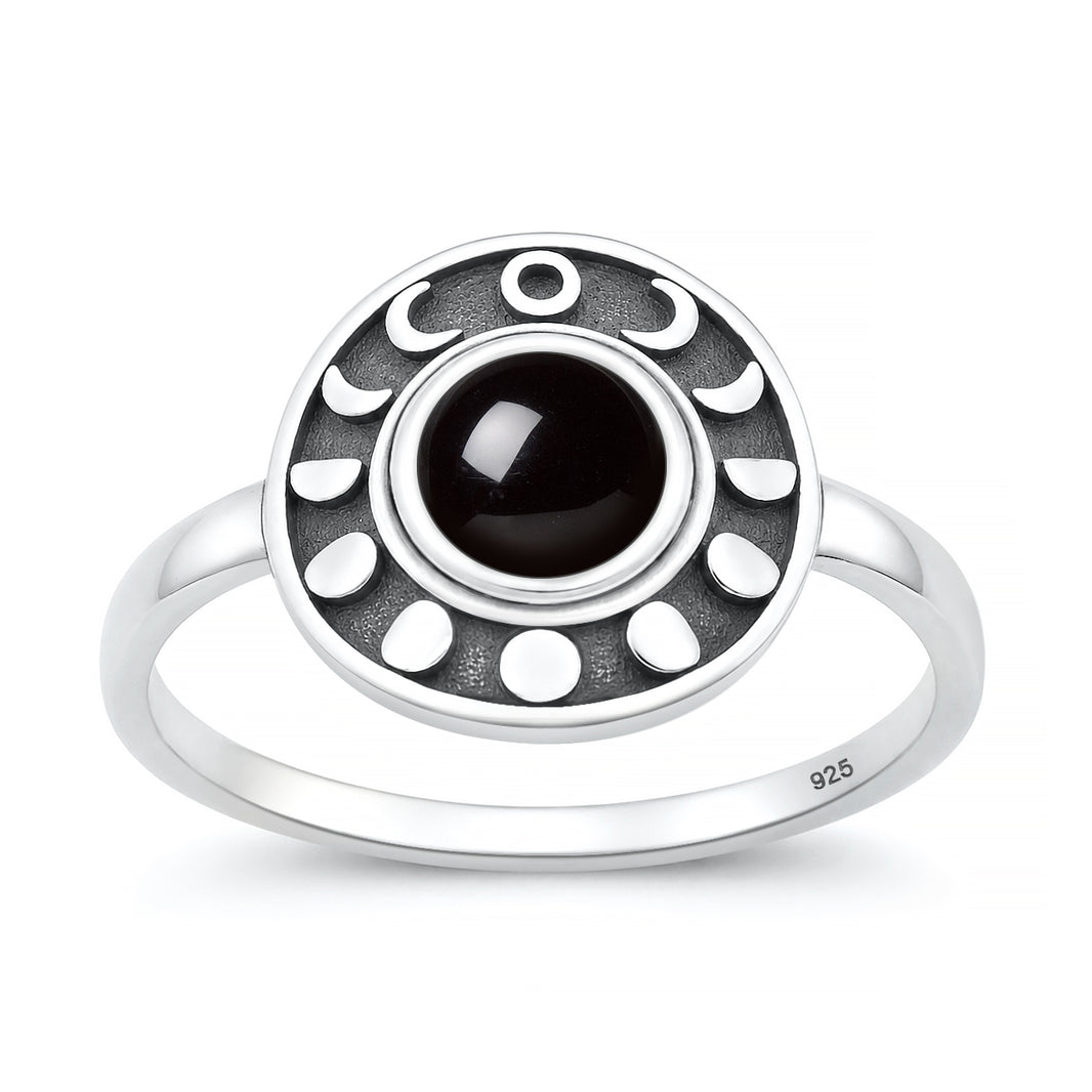 Silver Stone Ring - Moon Phases