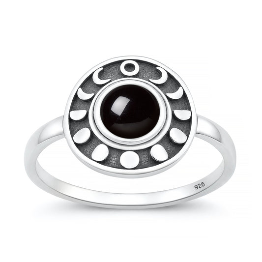 Silver Stone Ring - Moon Phases