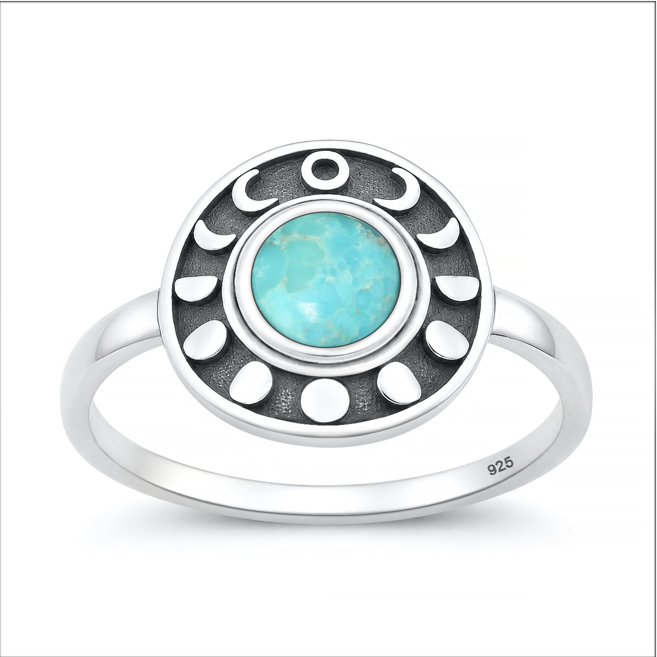 Silver Stone Ring - Moon Phases