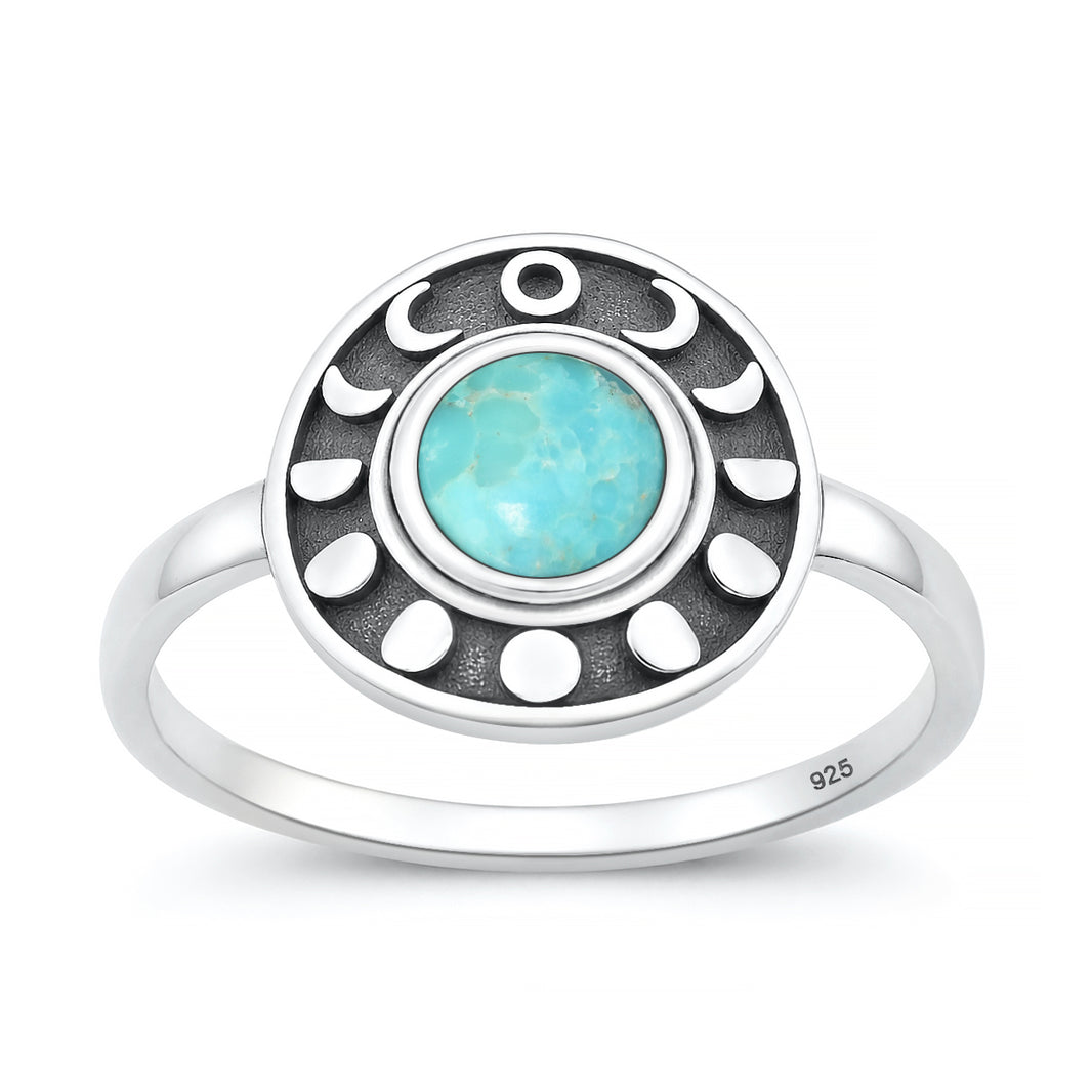 Silver Stone Ring - Moon Phases