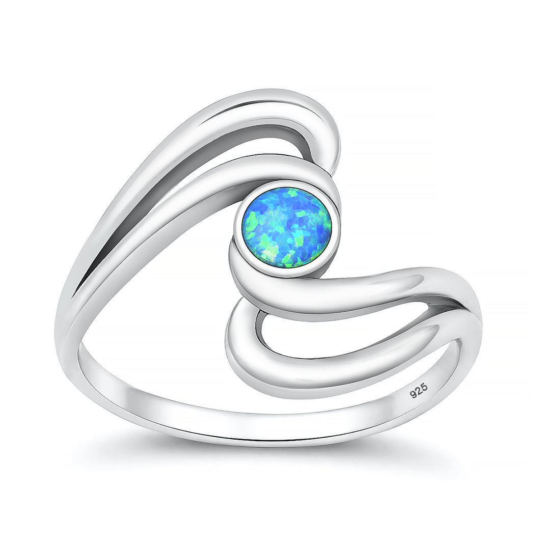 Silver Lab Opal Ring - Swirl