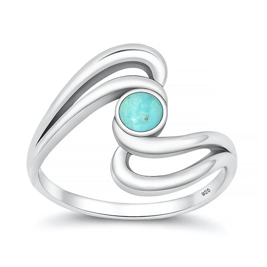 Silver Stone Ring - Swirl