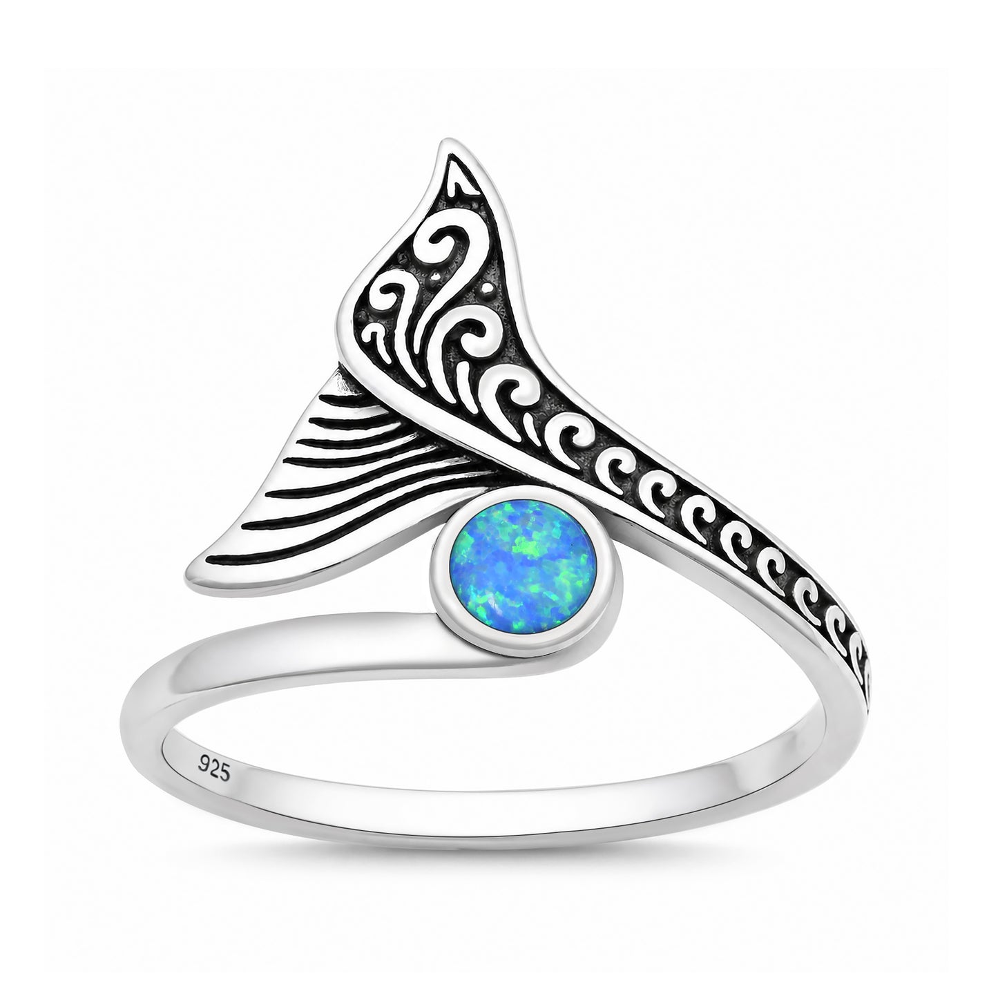Silver Lab Opal Ring - Whale Tail
