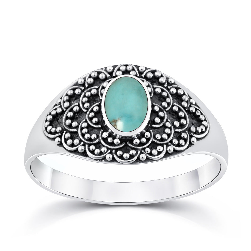 RS132088-TQ Sterling Silver Bali Style Turquoise Ring | Wholesale by ...
