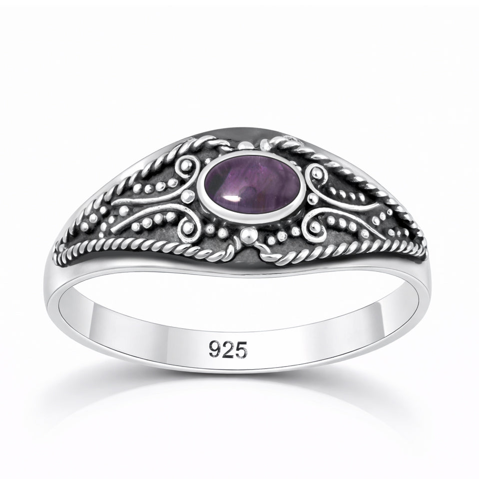 RS132091-AM Sterling Silver Bali Style Amethyst Ring | Wholesale by ...