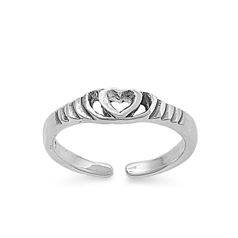 Silver Toe Ring - Heart