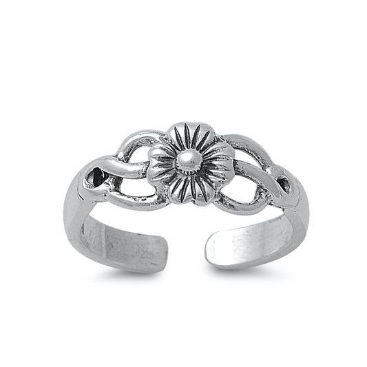 Silver Toe Ring - Flower