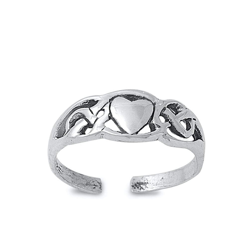 Silver Toe Ring - Heart