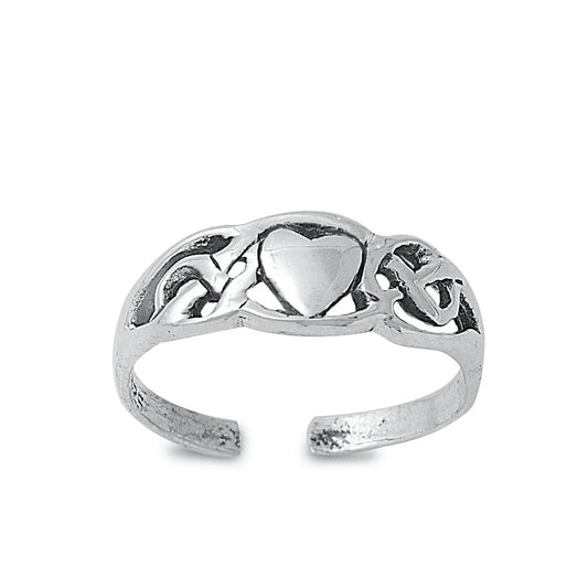 Silver Toe Ring - Heart