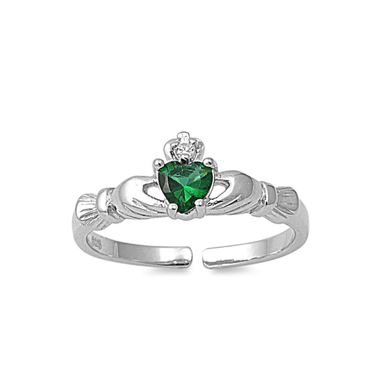 Silver CZ Toe Ring - Claddagh