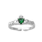 Silver CZ Toe Ring - Claddagh