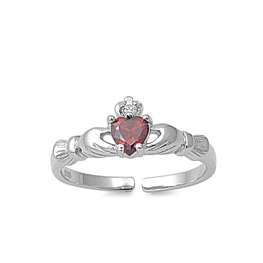 Silver CZ Toe Ring - Claddagh