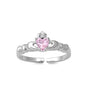 Silver CZ Toe Ring - Claddagh