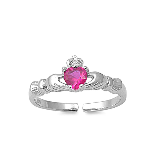 Silver CZ Toe Ring - Claddagh