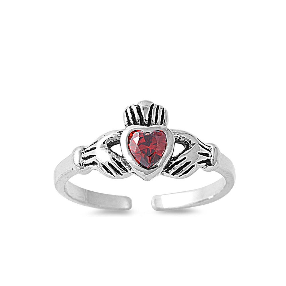 Silver CZ Toe Ring - Claddagh