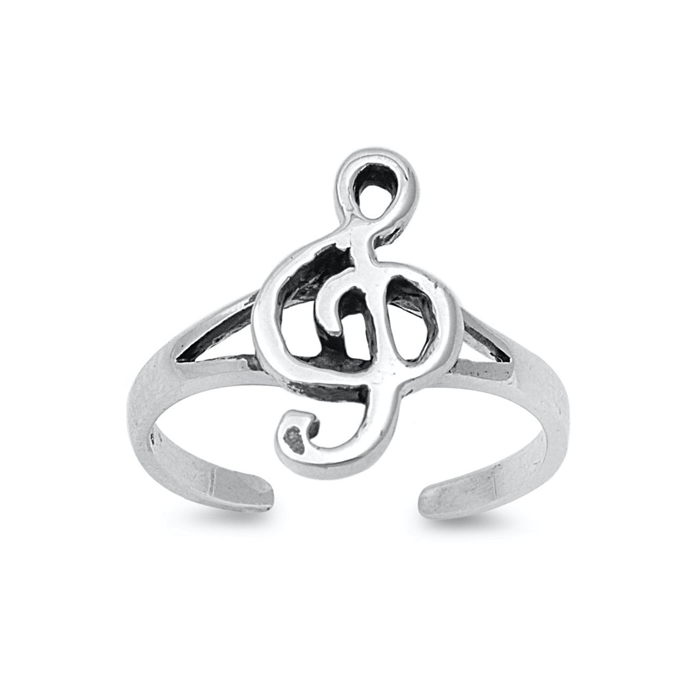 Silver Toe Ring - Music Note