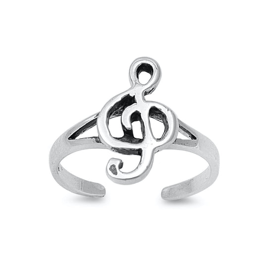 Silver Toe Ring - Music Note