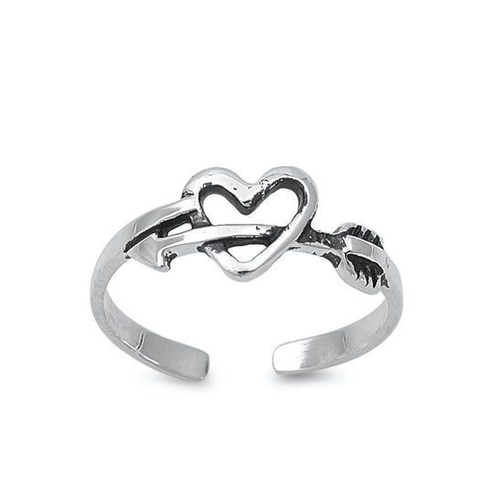 Silver Toe Ring - Heart & Arrow