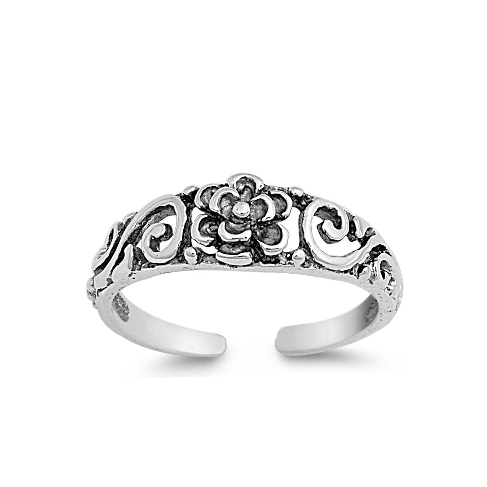 Silver Toe Ring - Flower