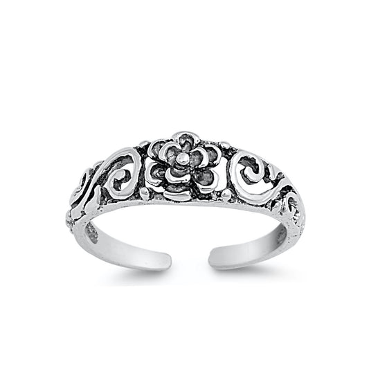 Silver Toe Ring - Flower