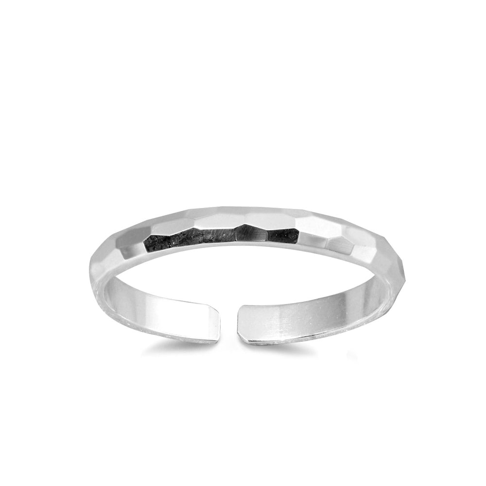 Silver Toe Ring - Diamond Cut