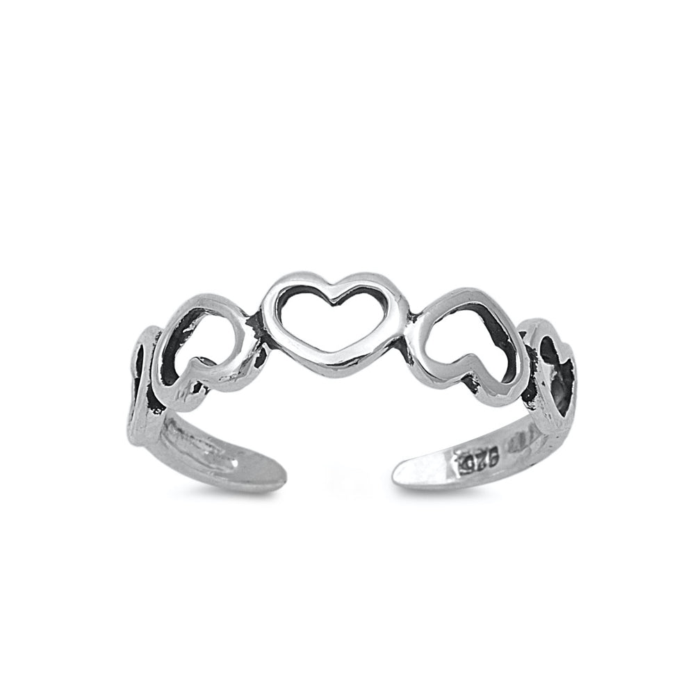 Silver Toe Ring - Hearts