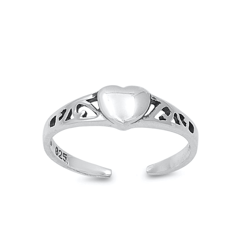 Silver Toe Ring - Heart