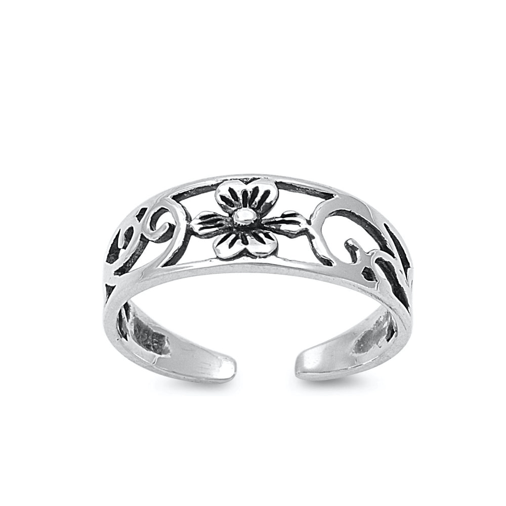 Silver Toe Ring - Flower