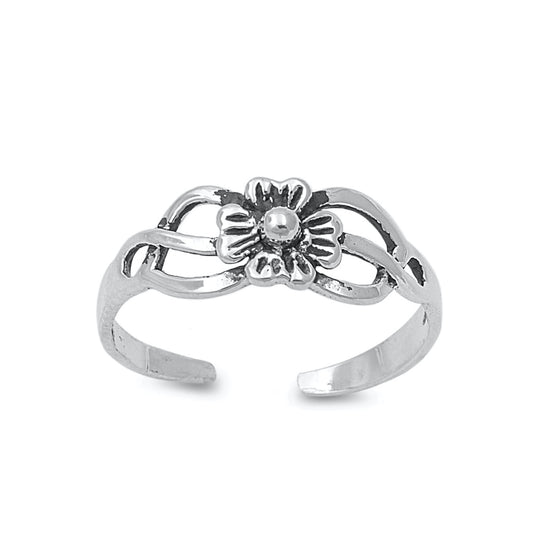 Silver Toe Ring - Flower