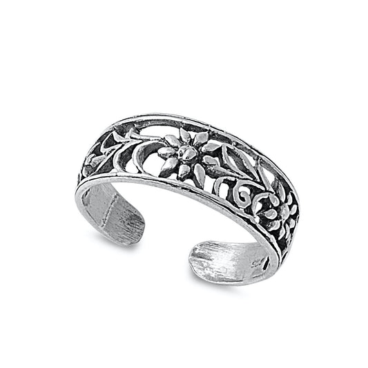 Silver Toe Ring - Flower