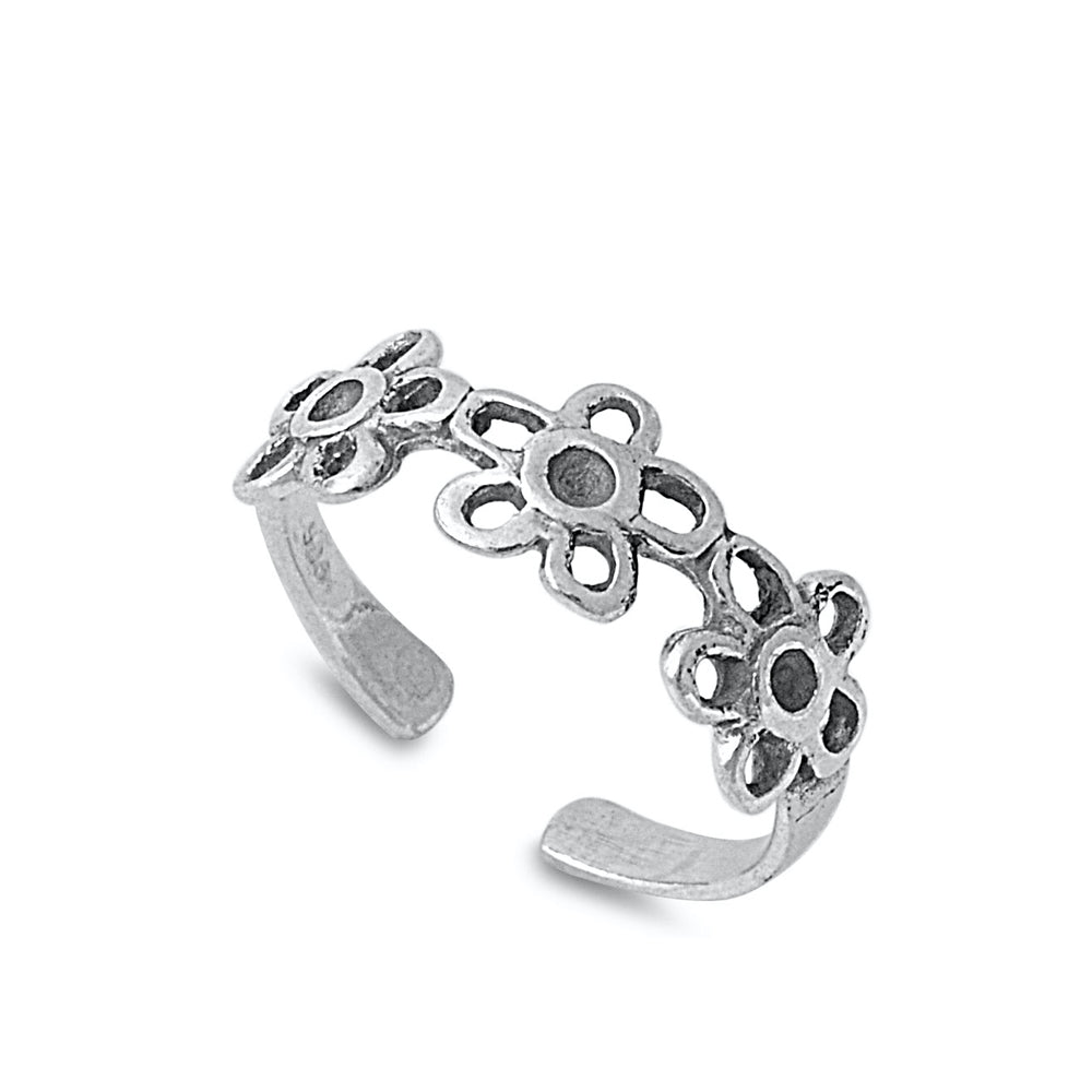 Silver Toe Ring - Flower