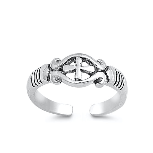 Silver Toe Ring - Cross