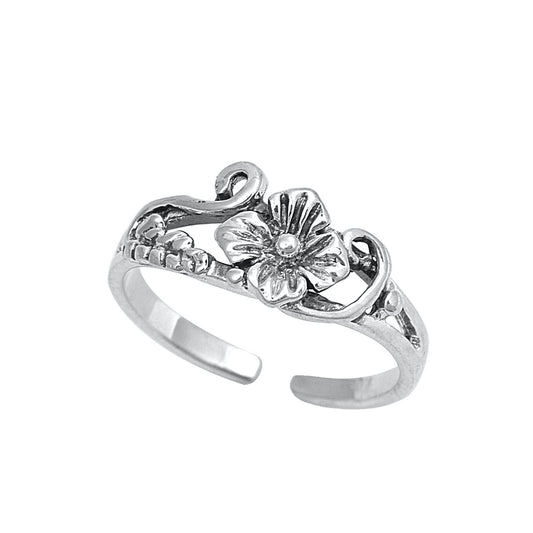 Silver Toe Ring - Flower