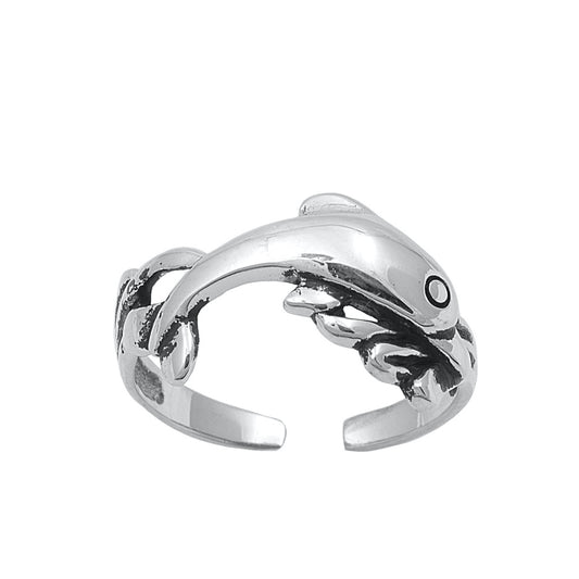 Silver Toe Ring - Dolphin