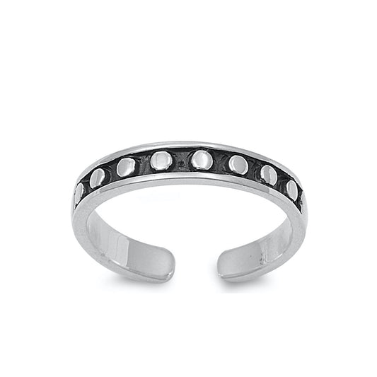 Silver Toe Ring - Polka Dots