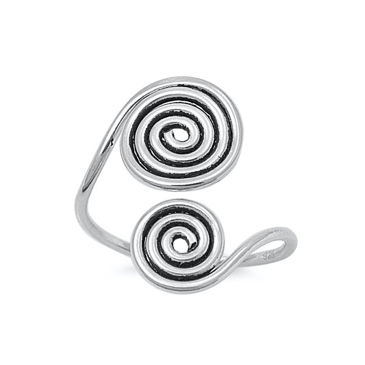 Silver Toe Ring - Spirals