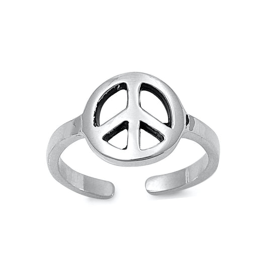 Silver Toe Ring - Peace Sign