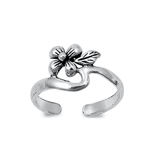 Silver Toe Ring - Flower