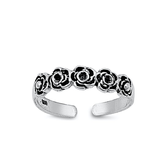 Silver Toe Ring - Flower