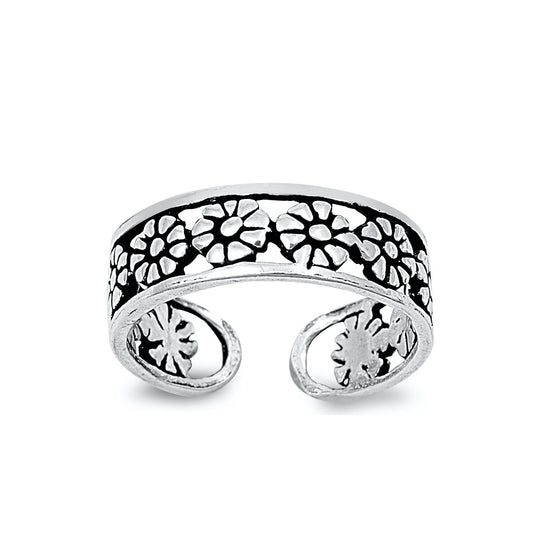 Silver Toe Ring - Flower